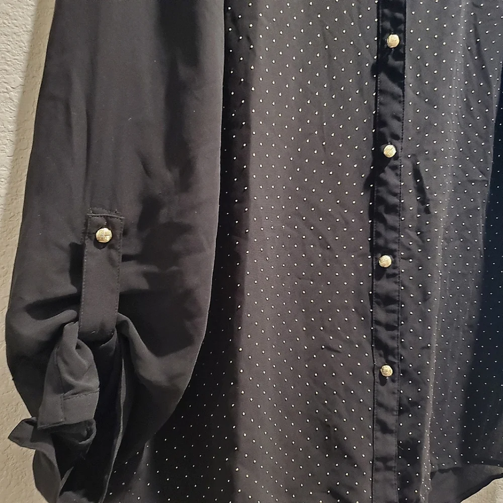 Chico's Semi Sheer Gold Accent Blouse - Picture 2 of 4